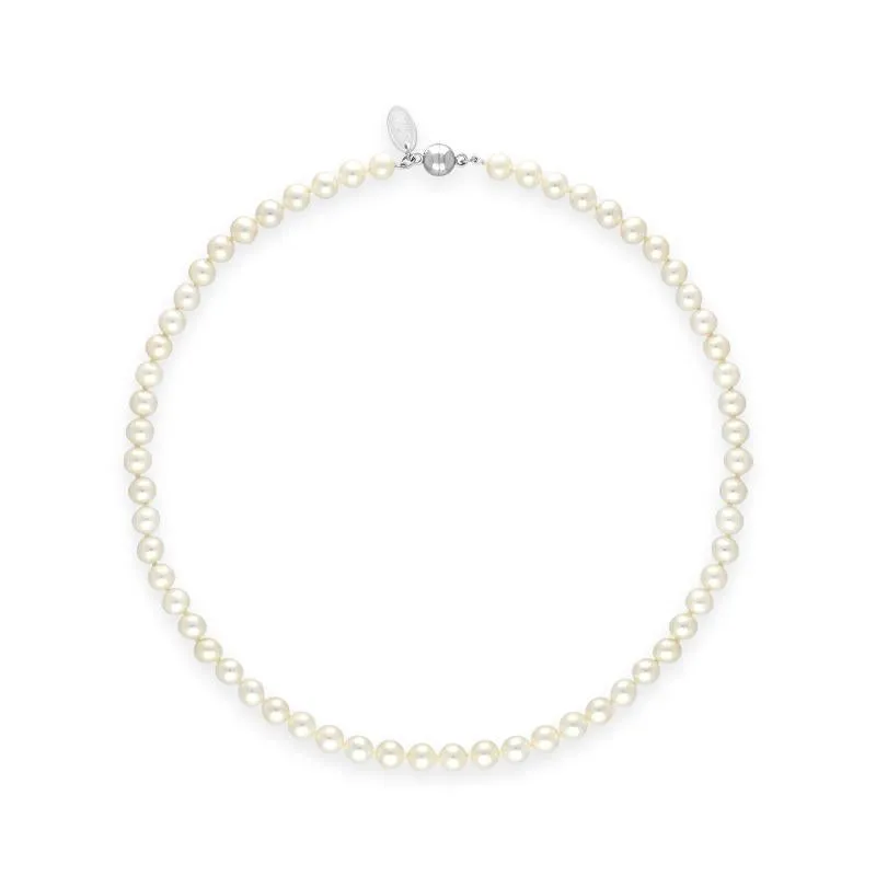 White Pearl 6mm Round Bead Necklace sold by Jura Watches