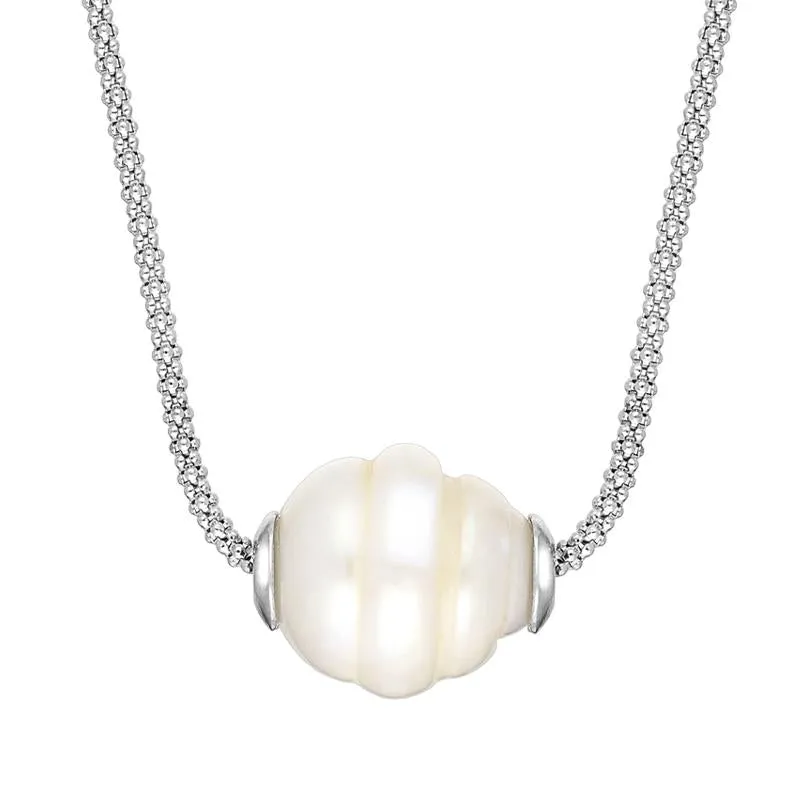 Sterling Silver White Baroque Single Pearl Bead Necklace sold by Jura Watches