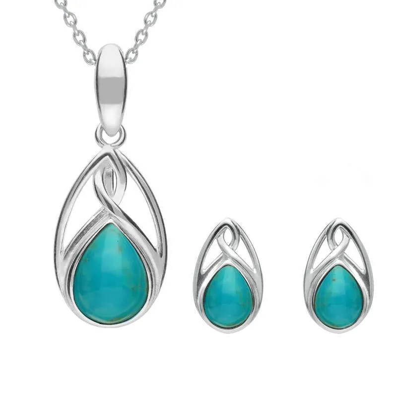 Sterling Silver Turquoise Pear Celtic Two Piece Set sold by Jura Watches