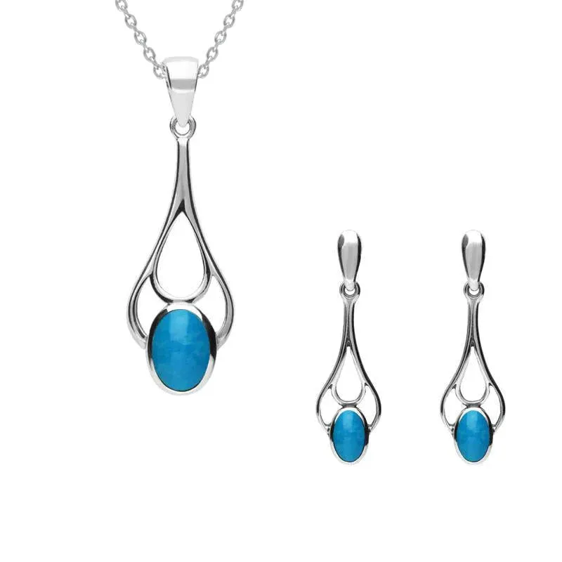 Sterling Silver Turquoise Oval Spoon Two Piece Set sold by Jura Watches