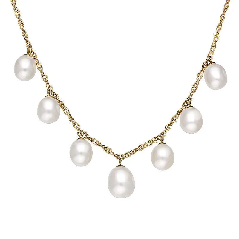 18ct Yellow Gold White Pearl Twist Cable Necklace sold by Jura Watches