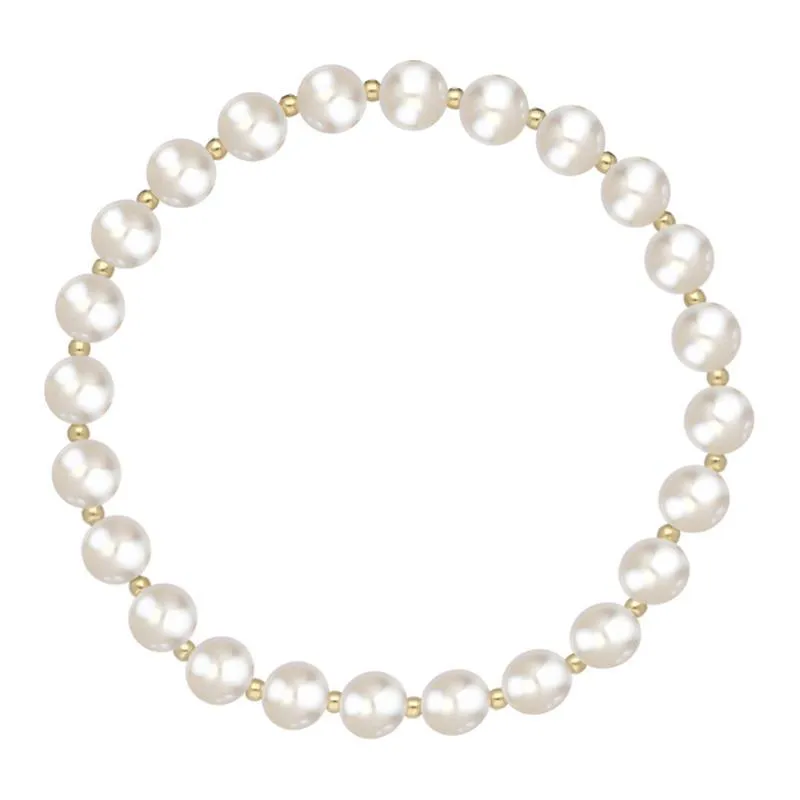 18ct Yellow Gold White Pearl 6mm Round Bead Bracelet sold by Jura Watches