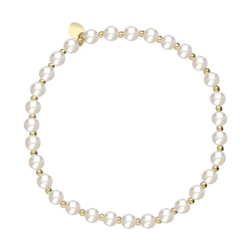 18ct Yellow Gold White Pearl 4mm Round Bead Bracelet sold by Jura Watches