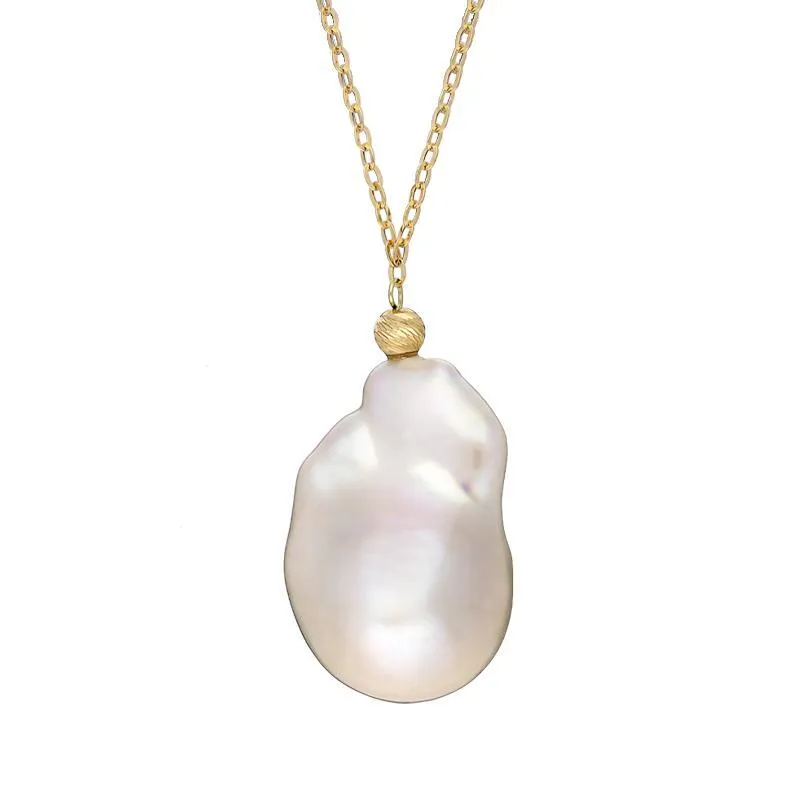 18ct Yellow Gold White Baroque Pearl Necklace sold by Jura Watches