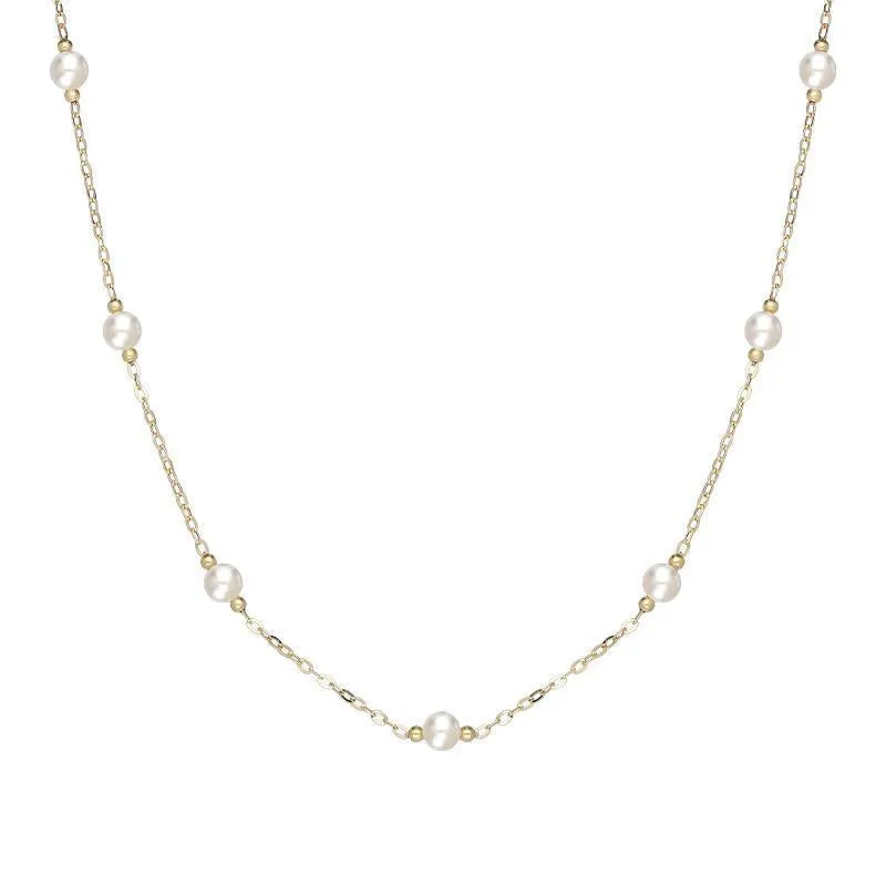 18ct Yellow Gold 5mm White Pearl Necklace sold by Jura Watches