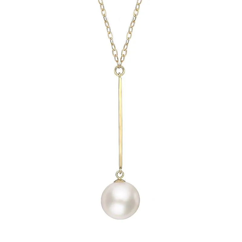 18ct Yellow Gold 10mm White Pearl Bar Necklace sold by Jura Watches