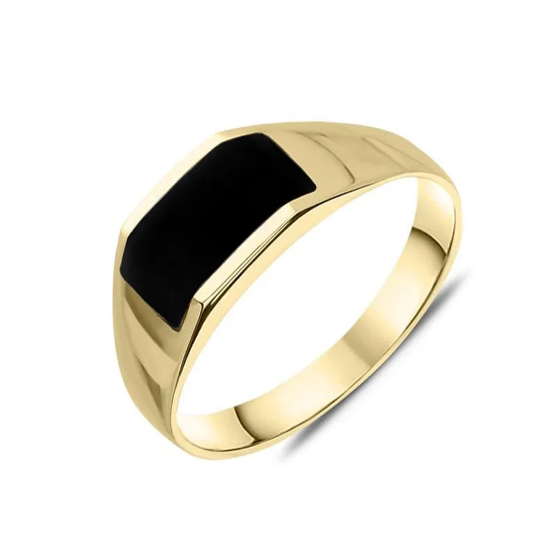 9ct Yellow Gold Whitby Jet Cut Off Band Ring sold by Jura Watches
