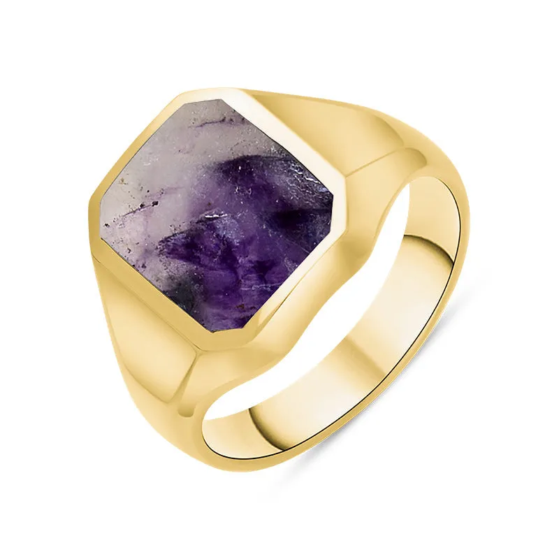 9ct Yellow Gold Blue John Cut Corners Signet Ring sold by Jura Watches