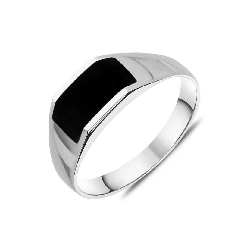 9ct White Gold Whitby Jet Cut Off Band Ring sold by Jura Watches