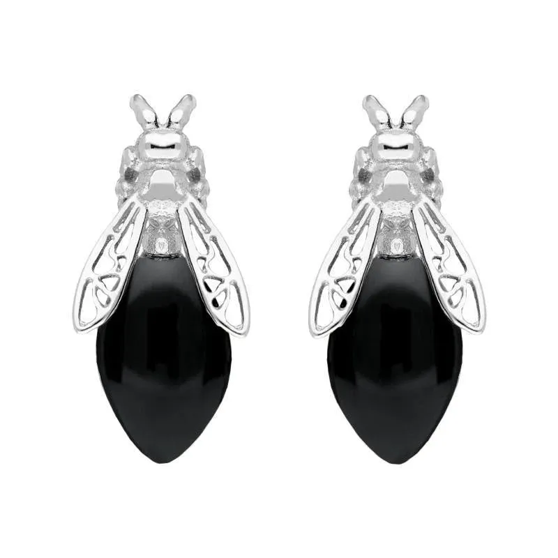 Sterling Silver Whitby Jet Bee Stud Earrings sold by Jura Watches