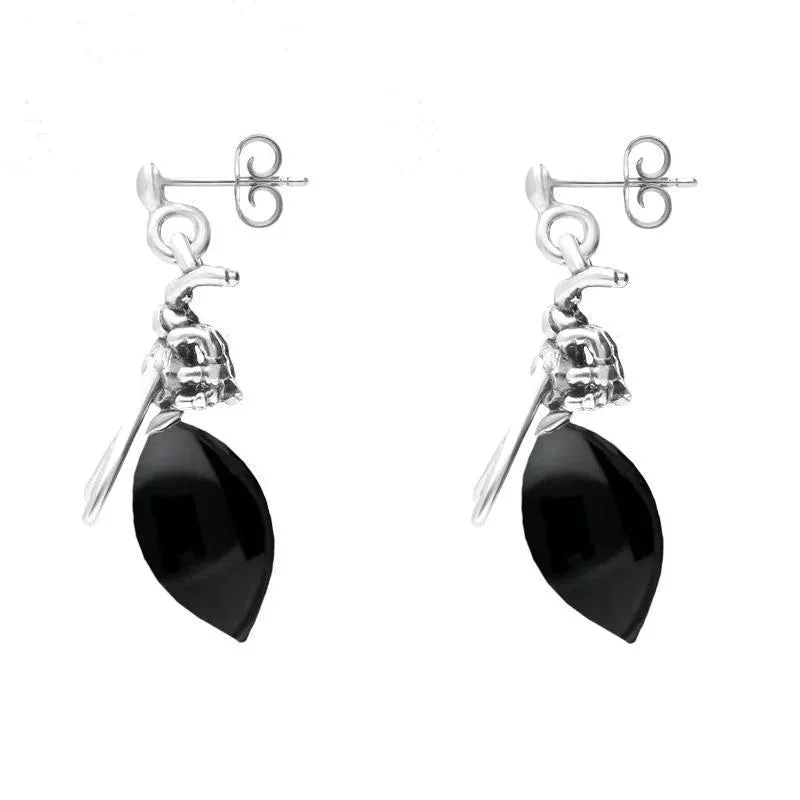 Sterling Silver Whitby Jet Small Bee Drop Earrings sold by Jura Watches product image thumbnail 2