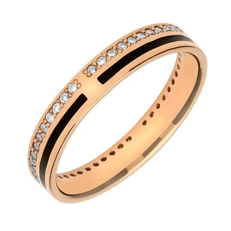 18ct Rose Gold Whitby Jet Diamond Inlaid Wedding Band Ring sold by Jura Watches