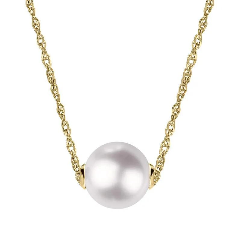18ct Yellow Gold 12mm White Pearl Necklace sold by Jura Watches