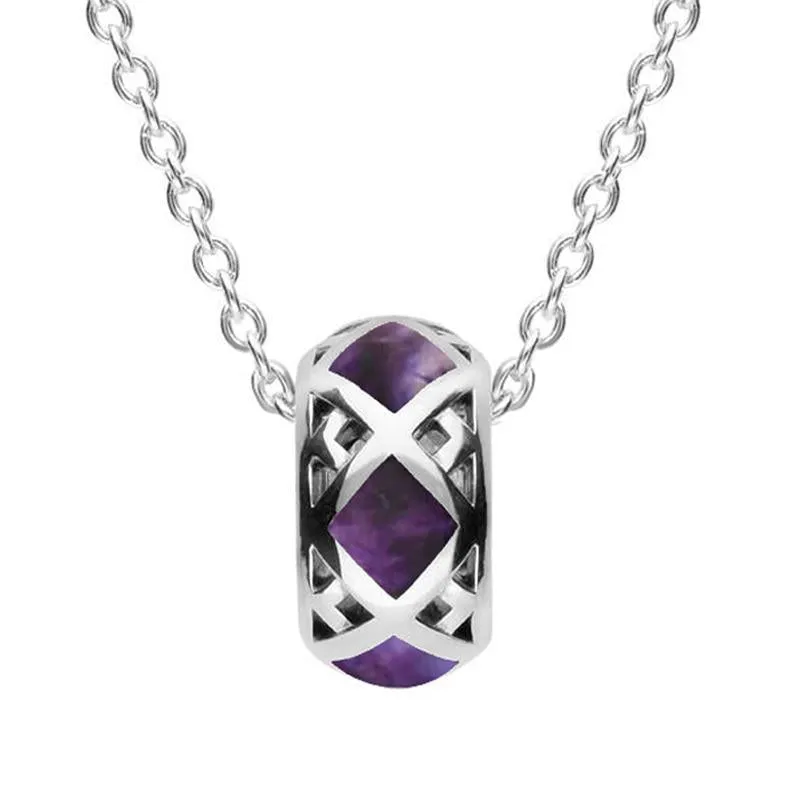 Sterling Silver Blue John Curved Necklace sold by Jura Watches