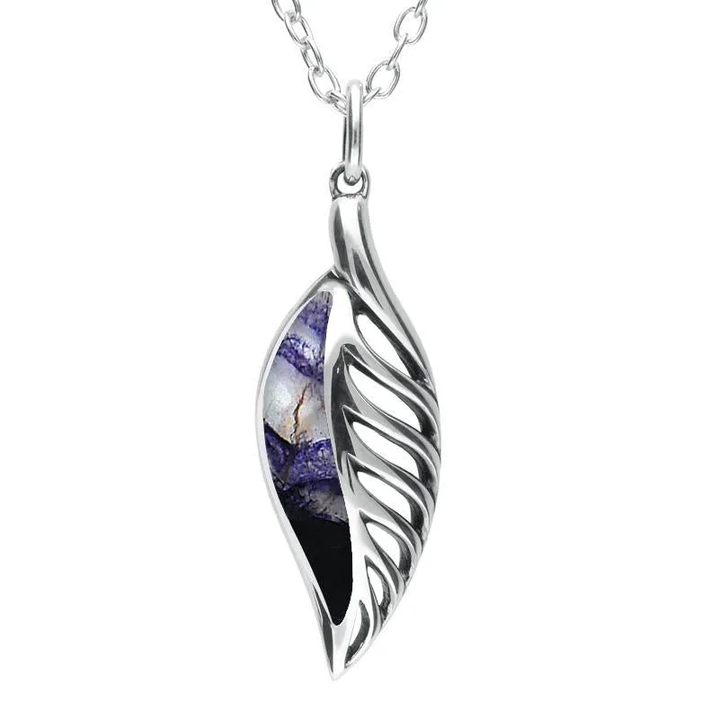 Sterling Silver Blue John Sterling Silver Leaf Drop Necklace made by Jura Watches