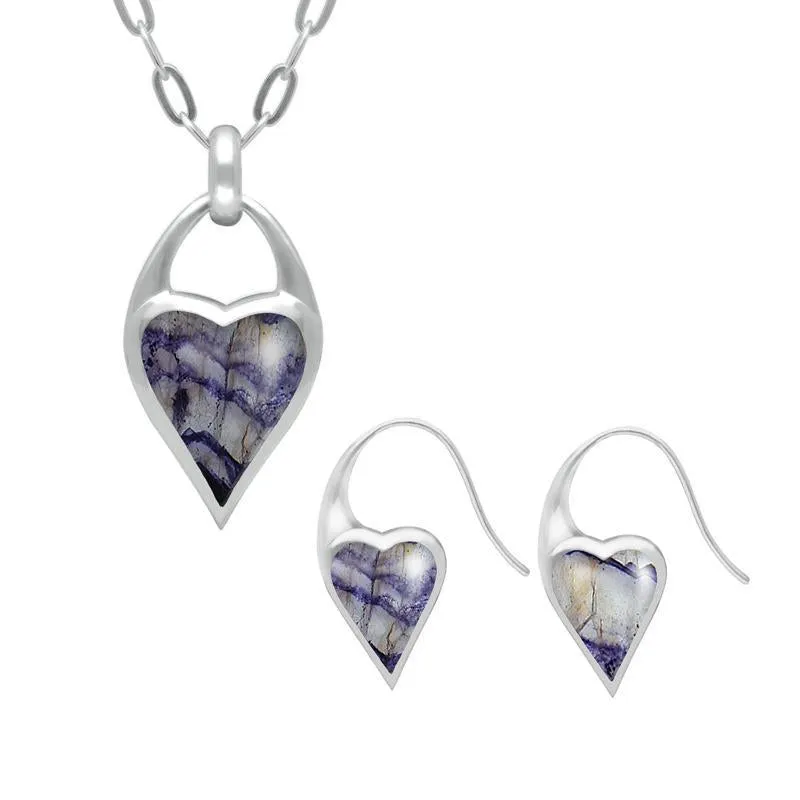 Sterling Silver Blue John Heart Carrier Two Piece Set sold by Jura Watches