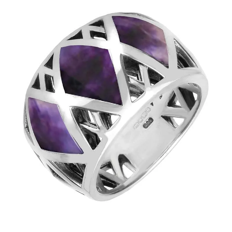 Sterling Silver Blue John Curved Cross Over Band Ring sold by Jura Watches