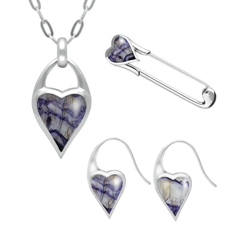 Sterling Silver Blue John Heart Carrier Three Piece Set sold by Jura Watches