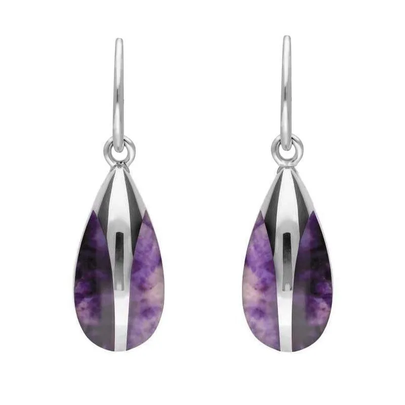 Sterling Silver Blue John Pear Drop Hook Earrings sold by Jura Watches