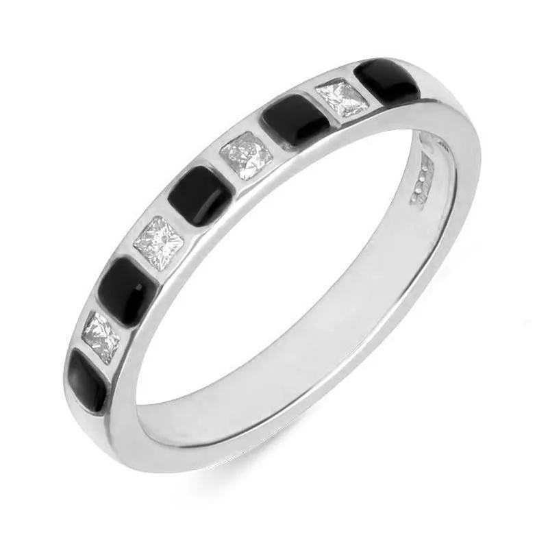 Platinum Whitby Jet Diamond Half Eternity Ring sold by Jura Watches
