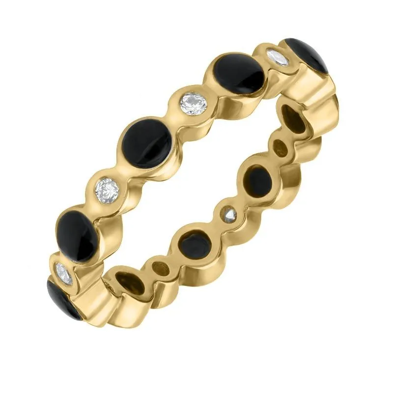 18ct Yellow Gold Whitby Jet Diamond Eternity Ring sold by Jura Watches