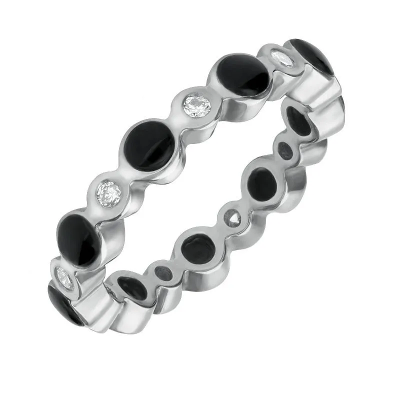 Platinum Whitby Jet Diamond Eternity Ring sold by Jura Watches