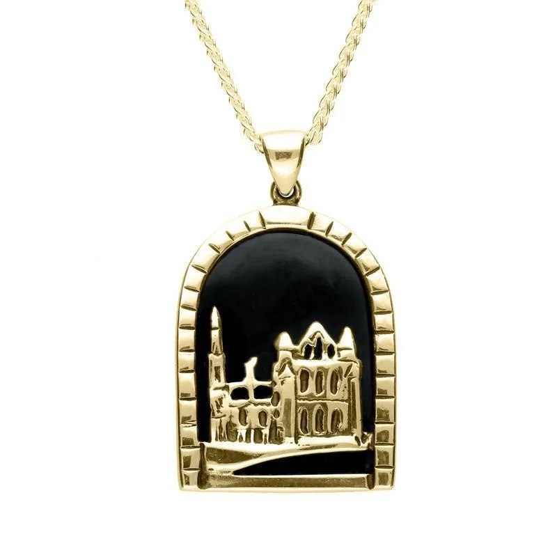 9ct Yellow Gold Whitby Jet Whitby Abbey Necklace sold by Jura Watches