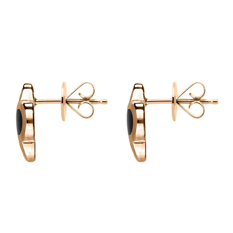 9ct Rose Gold Whitby Jet Bloom Four Leaf Clover Stud Earrings sold by Jura Watches product image thumbnail 2