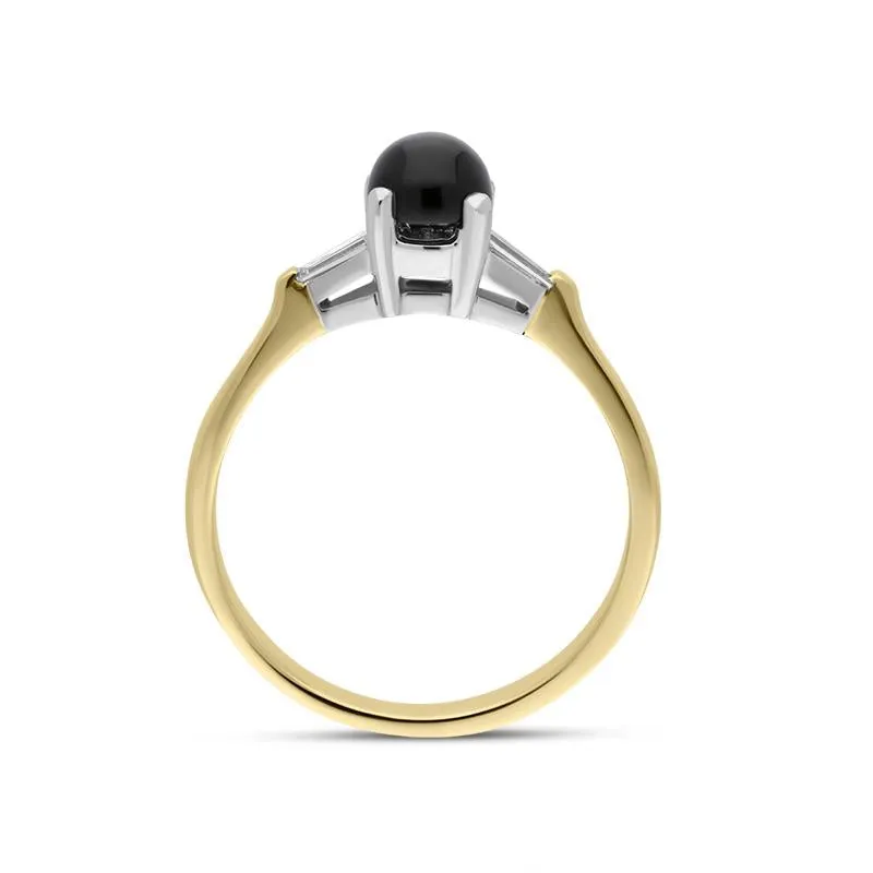 18ct Yellow Gold Whitby Jet 0.16ct Diamond Shoulder Ring sold by Jura Watches product image thumbnail 2