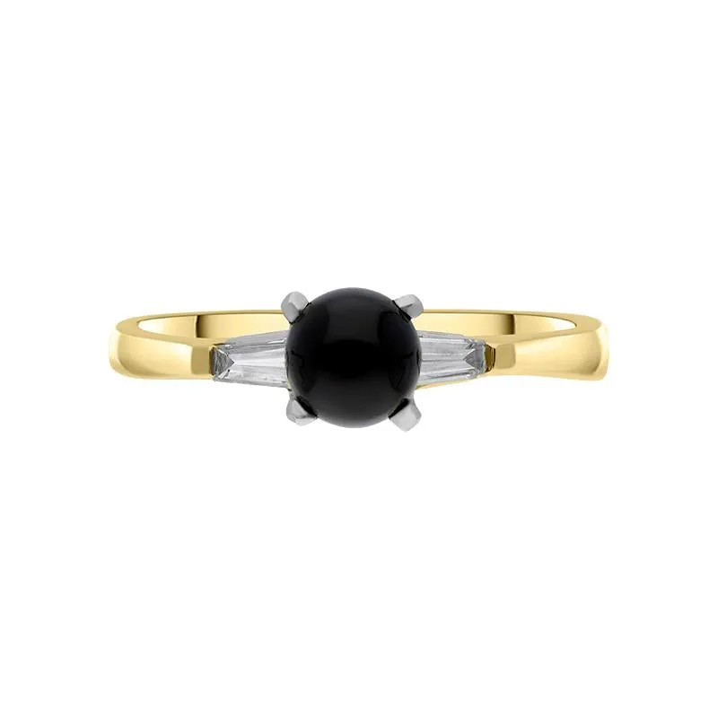 18ct Yellow Gold Whitby Jet 0.16ct Diamond Shoulder Ring sold by Jura Watches product image thumbnail 3