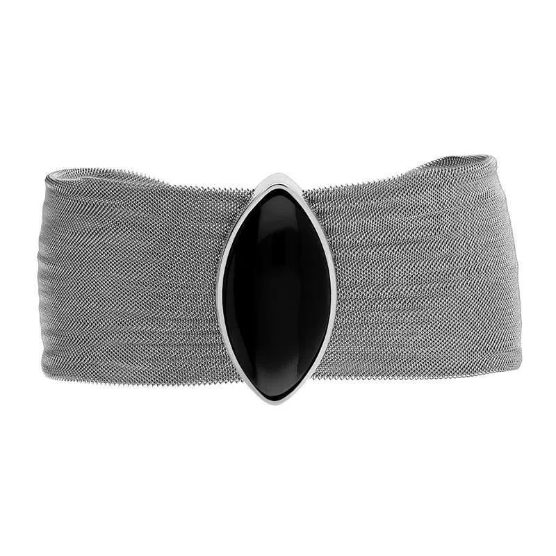 Sterling Silver Stainless Steel Whitby Jet Unique Marquise Mesh Bracelet D sold by Jura Watches product image thumbnail 2