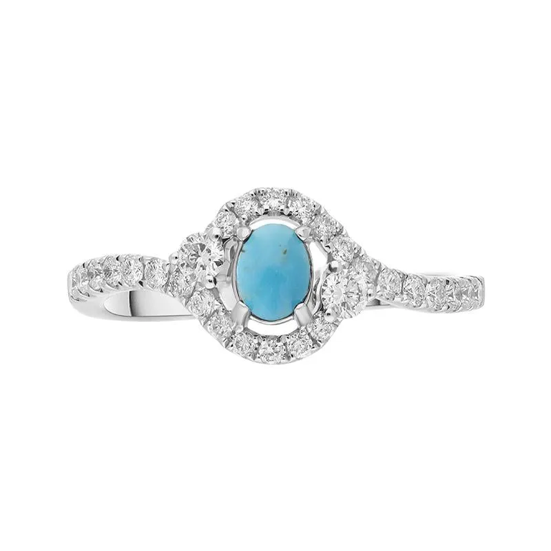 18ct White Gold Turquoise 0.37ct Diamond Halo Ring sold by Jura Watches product image thumbnail 3