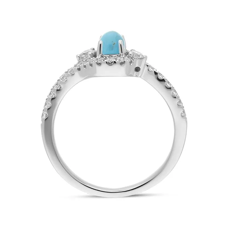 18ct White Gold Turquoise 0.37ct Diamond Halo Ring sold by Jura Watches product image thumbnail 2