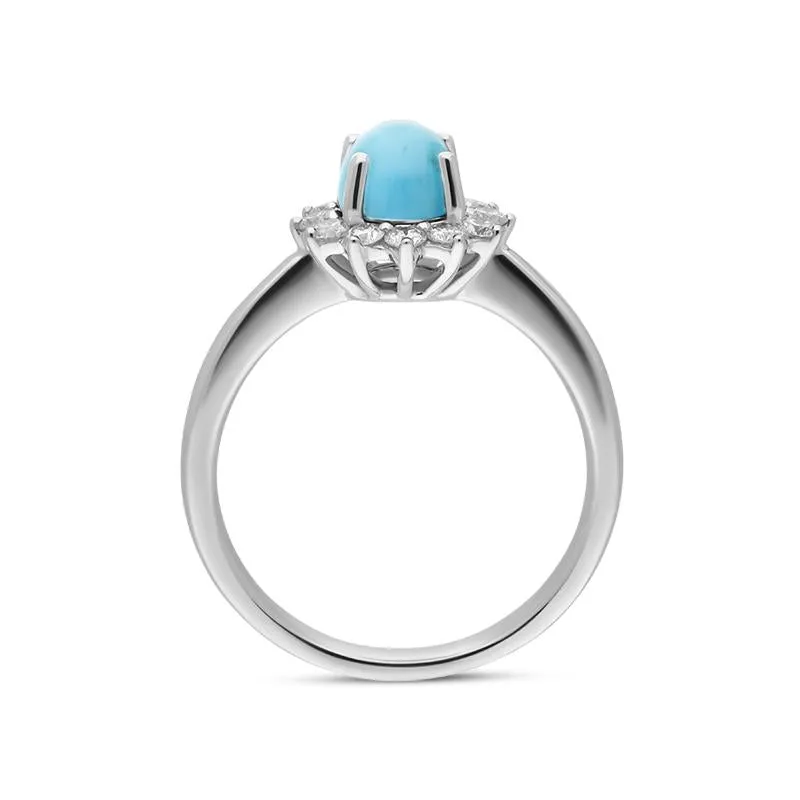 18ct White Gold Turquoise 0.40ct Diamond Flower Ring sold by Jura Watches product image thumbnail 2
