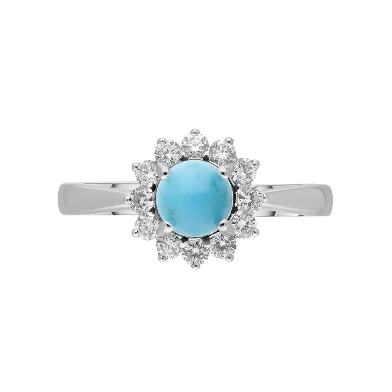 18ct White Gold Turquoise 0.40ct Diamond Flower Ring sold by Jura Watches product image thumbnail 3