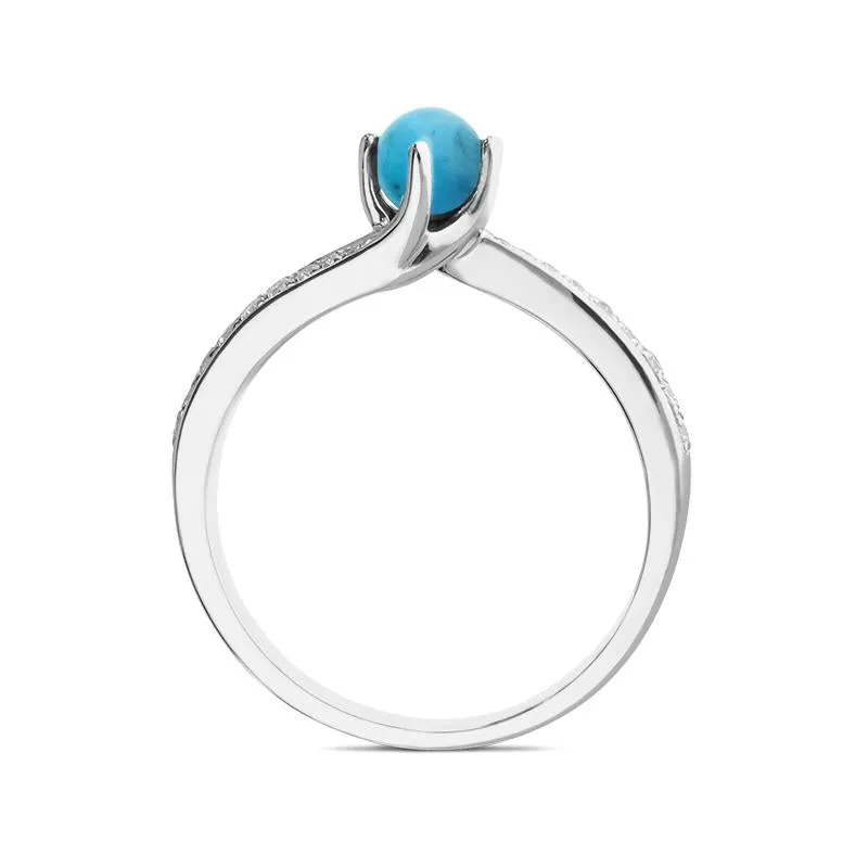 18ct White Gold Turquoise 0.12ct Diamond Twist Ring sold by Jura Watches product image thumbnail 2
