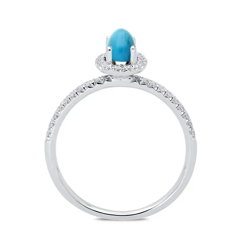 18ct White Gold Turquoise 0.27ct Diamond Halo Ring sold by Jura Watches product image thumbnail 2