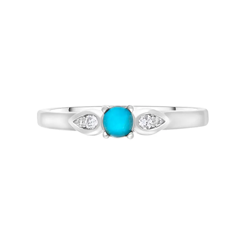18ct White Gold Turquoise 0.07ct Diamond Shoulder Ring sold by Jura Watches product image thumbnail 2
