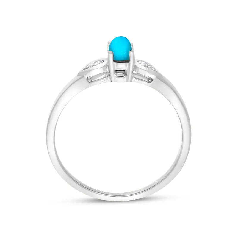 18ct White Gold Turquoise 0.07ct Diamond Shoulder Ring sold by Jura Watches product image thumbnail 3
