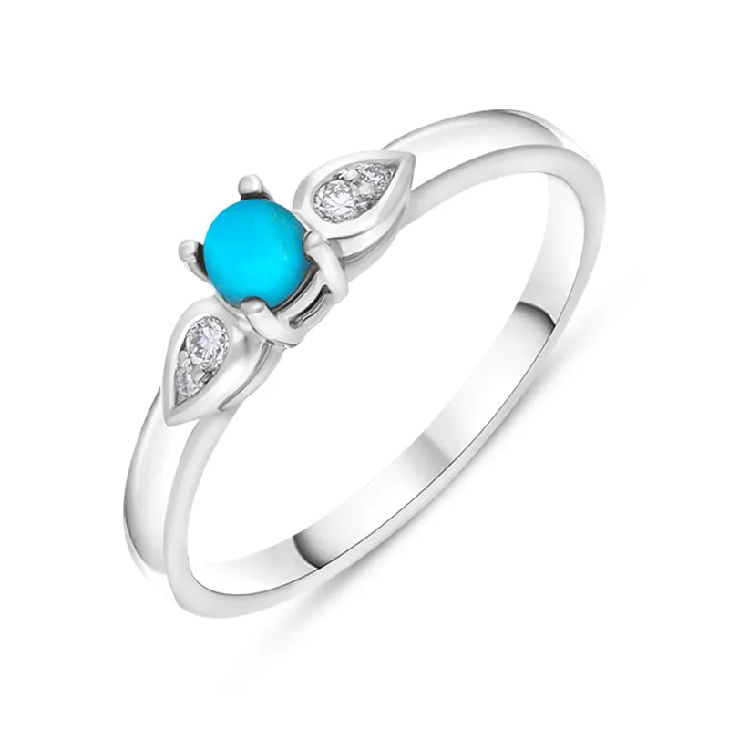 18ct White Gold Turquoise 0.07ct Diamond Shoulder Ring sold by Jura Watches