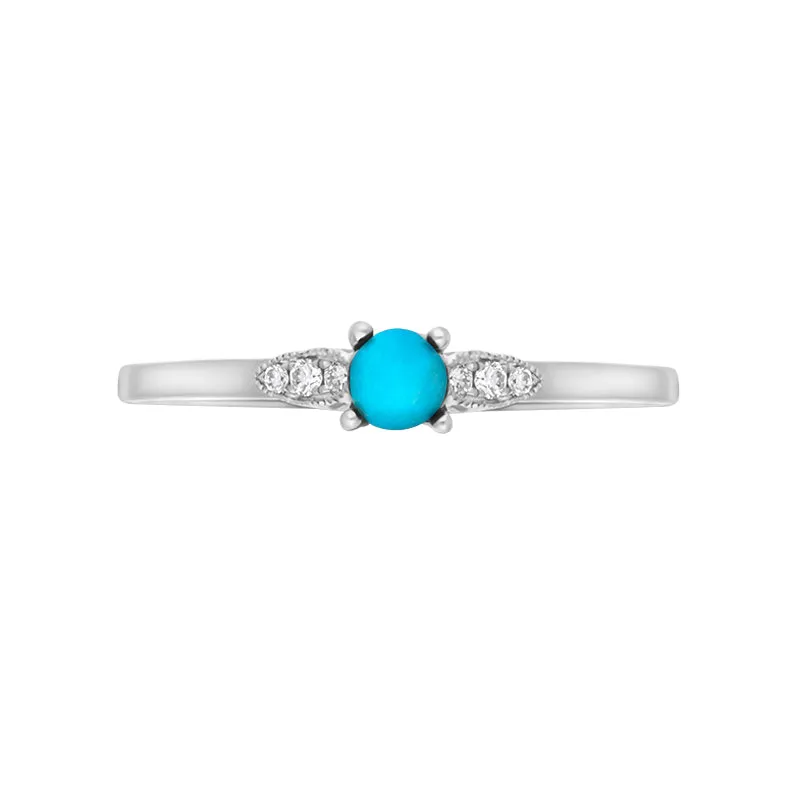 18ct White Gold Turquoise 0.05ct Diamond Milgrain Shoulder Ring sold by Jura Watches product image thumbnail 2