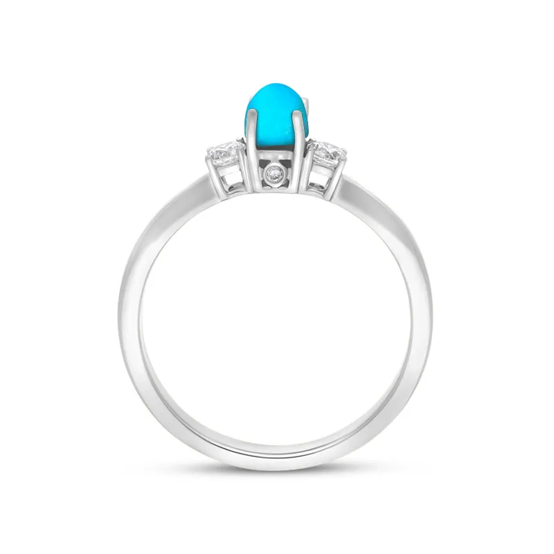 18ct White Gold Turquoise 0.17ct Diamond Trilogy Style Ring sold by Jura Watches product image thumbnail 2
