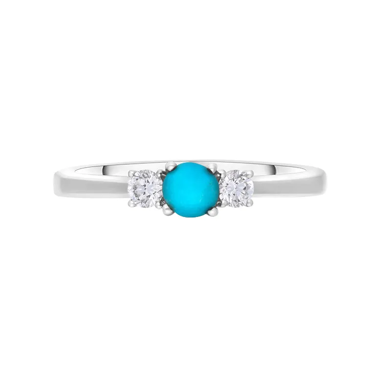 18ct White Gold Turquoise 0.17ct Diamond Trilogy Style Ring sold by Jura Watches product image thumbnail 3