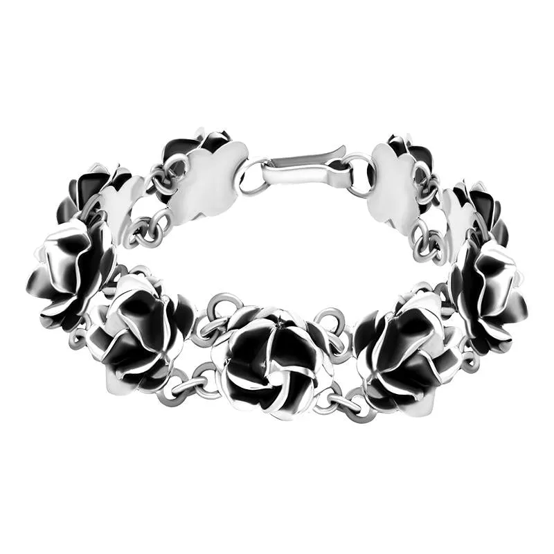 Sterling Silver Double Linked Rose Bracelet sold by Jura Watches