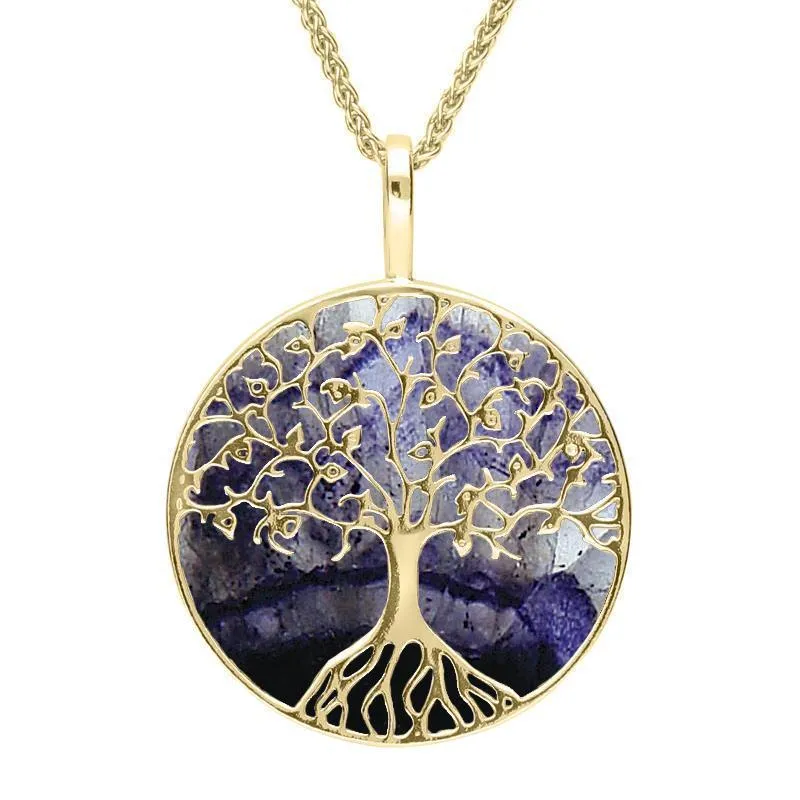 9ct Yellow Gold Blue John Round Tree Of Life Necklace sold by Jura Watches