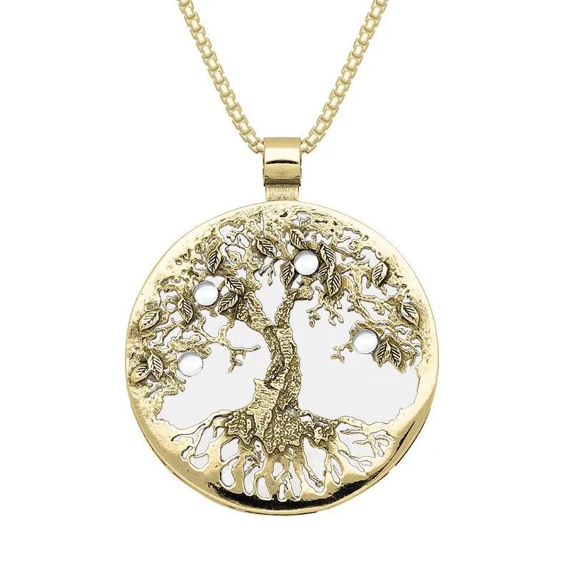 9ct Yellow Gold Bauxite Large Round Tree Of Life Necklace sold by Jura Watches