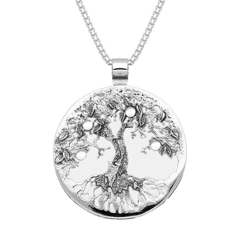 Sterling Silver Bauxite Large Round Tree Of Life Necklace sold by Jura Watches
