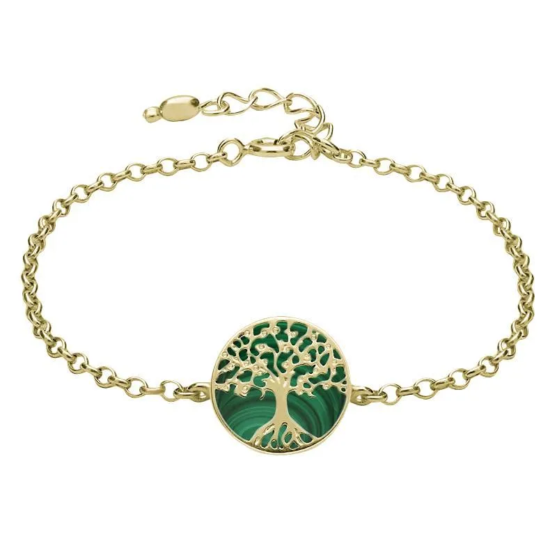 9ct Yellow Gold Malachite Round Tree of Life Chain Bracelet sold by Jura Watches