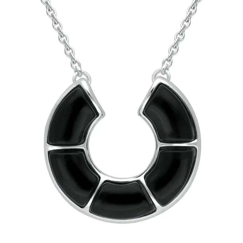 Sterling Silver Whitby Jet Five Stone Circle Necklace sold by Jura Watches