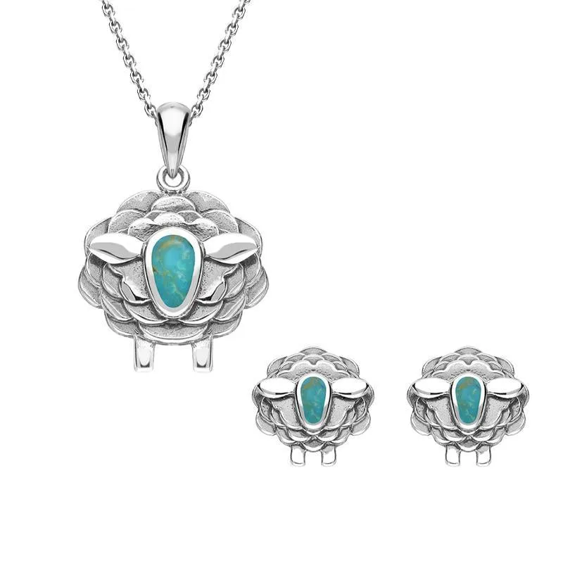 Sterling Silver Turquoise Sheep Two Piece Set sold by Jura Watches
